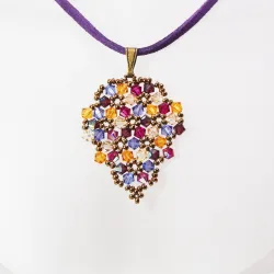 Pendant 40cm - Malvina Grapes-Purple Suedine - Pendant 40cm - Laiton bronze